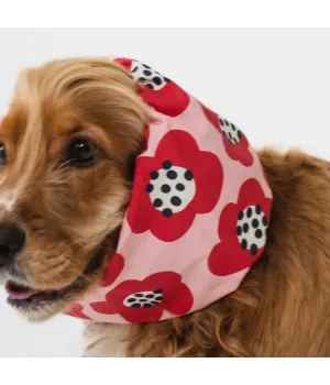 Snood motif fleur rouge