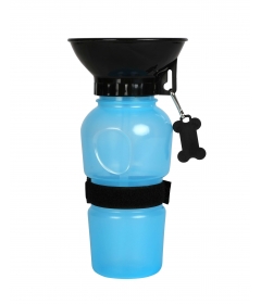 Accessoire de promenade pour chiens - Gourde avec bol intégré