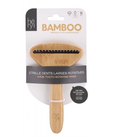 Brosse chien poil long: Etrille bambou dents larges rotative Martin Sellier - 1