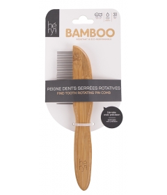 Brosse sous poil bambou dents serrées rotative