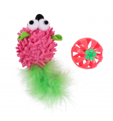 Souris poil + balle Plastique