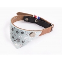Accessoire de promenade pour chats - Collier cuir Miami coupé franc et bandana cuir fantaisie Martin Sellier - 1