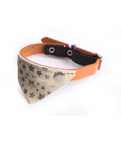 Accessoire de promenade pour chats - Collier cuir Miami coupé franc et bandana cuir fantaisie Martin Sellier - 2