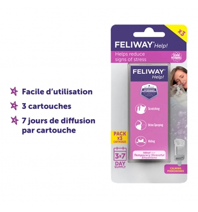 Diffuseur anti stress chat:  Feliway help recharge (pack 3 cartouches)