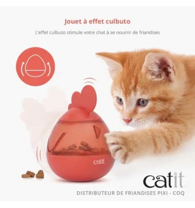 Accessoire de repas pour chiens et chats - distributeur friandise Pixi coq