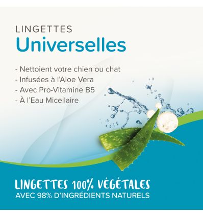 Accessoire d'hygiène pour chiens et chats - 30 Lingettes Universelles