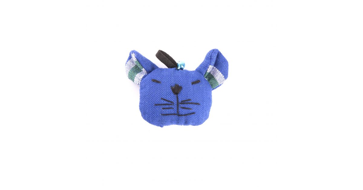 jouet tête de chat bleu