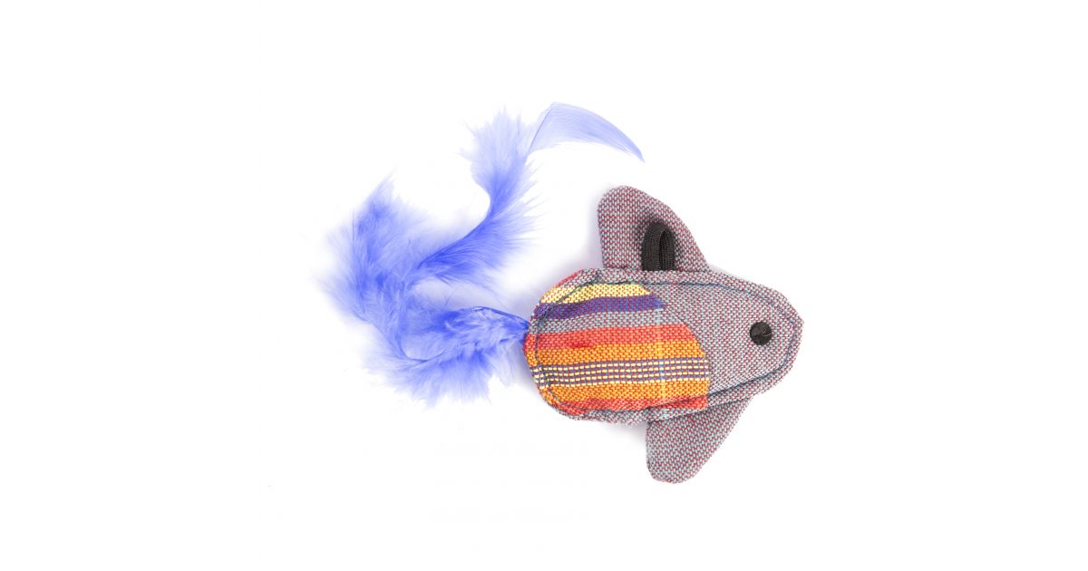 jouet poisson volant bleu plume