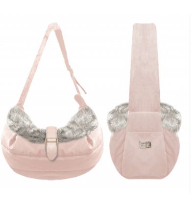 Sac en bandouilière et fourrure rose Antoinette